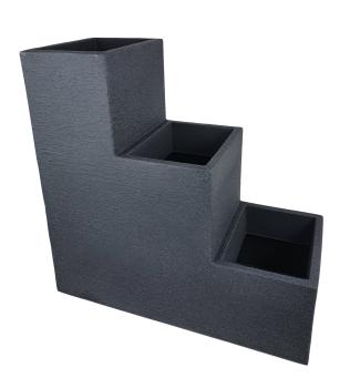 Preview: Kubus Treppentopf 59x60x27cm anthrazit Kunststoff